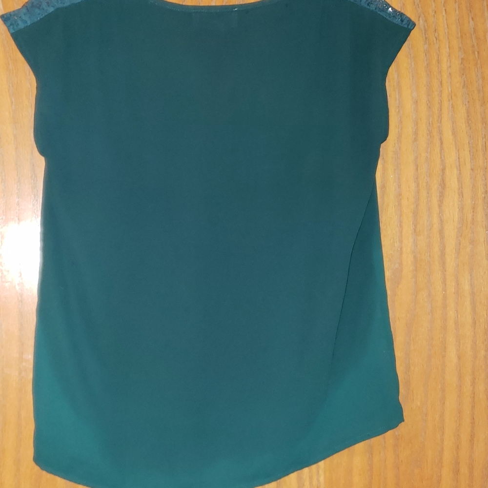 🌺HP! 💝$8 or 4/$20! AnnTaylor LOFT Petite Teal Tank w/ Lace on Shoulders XXS 💝 - Picture 3 of 5